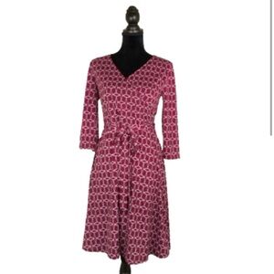 41 Hawthorne Renesme Jersey Faux Wrap Dress Purple w/ Grey Geometric print sz Lg